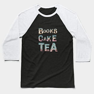 Books Cake Tea Baseball T-Shirt